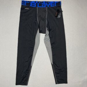 Layer 8 Qwick-Dry Mens Muscle Support Performance Leggings Black Blue L LM3457